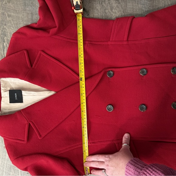 J. Crew Women's Bold Red Pea Coat - Picture 5 of 10
